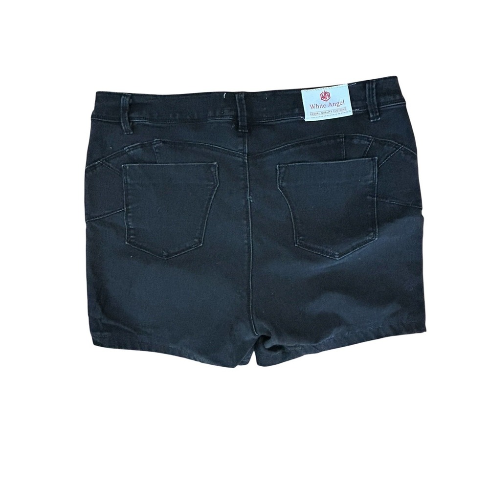 White Angel Women's Black Denim Shorts Size 18 Stretchy Casual - Picture 2 of 4